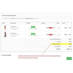 Presta Plus Zahlaufschlag Bestellseite Warenkorbübersicht PrestaShop