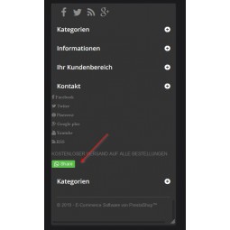 Whatsapp Share Button für PrestaShop 1.6 - Button im Footer