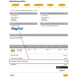 Bestellseite mit Zahlgebühr PayPal (2.5% Gebühren)
